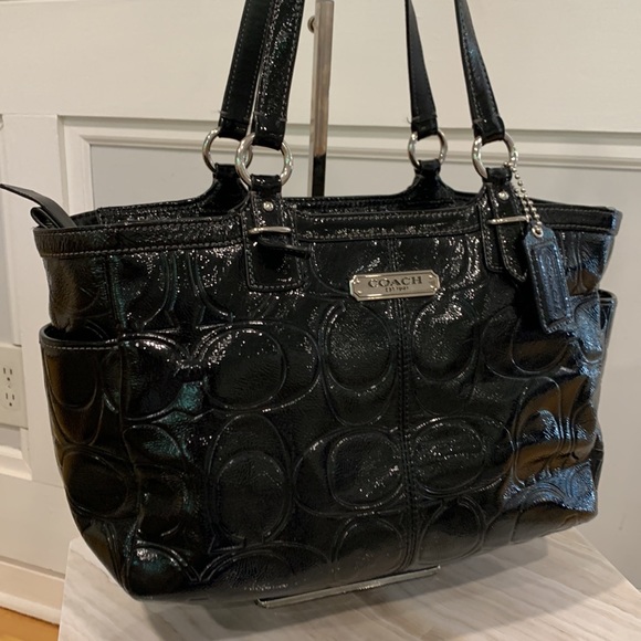 Coach Handbags - Coach Vintage Signature Embossed Patent Leather Tote